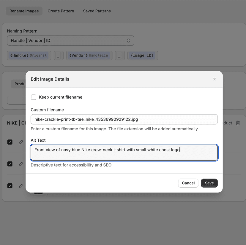 Alt Text Editing interface