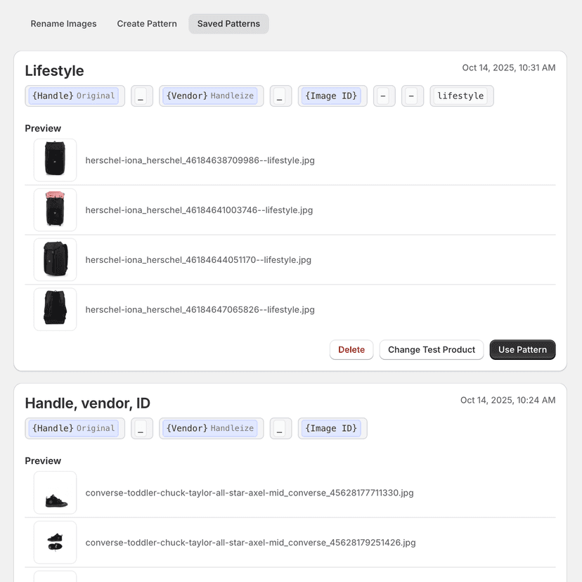 Pattern Library interface